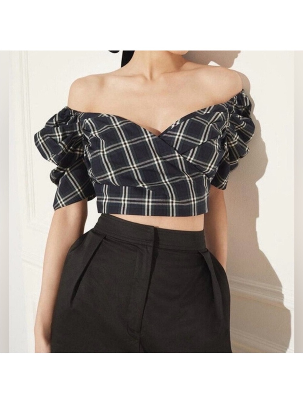 Cara Cara Jenna 100% Cotton Plaid Crop Top XS